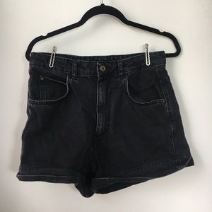Zara high waisted black acid wash denim shorts